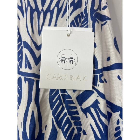 NWT Carolina K Floral Belted Straight Leg K Alessia Jumpsuit Blue and White - Picture 5 of 10